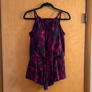 Aqua Green Women's Tie-Dye One Piece Swimsuit in Purple and Black